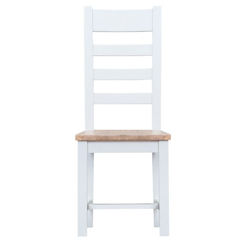 Michigan Ladder Back Chair Wooden Seat (white)