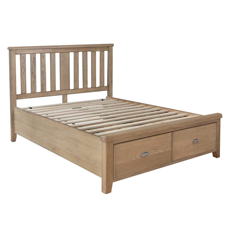 Holly 4ft 6 Bed with Wooden Headboard and Drawer Footboard Set