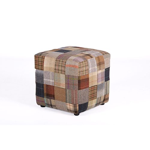 Patchwork Footstool - Moon Wool Mix