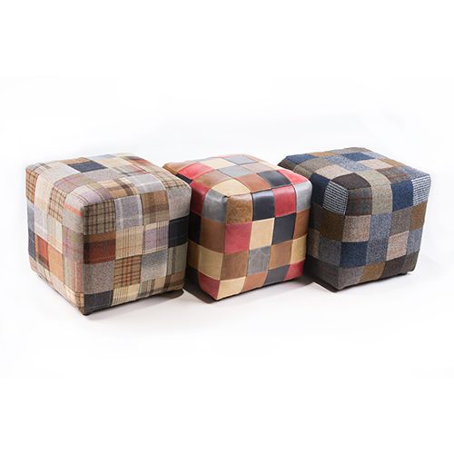Patchwork Footstool - Moon Wool Mix