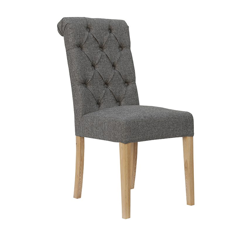 Button Back Chair with Scroll Top (Dark Grey)