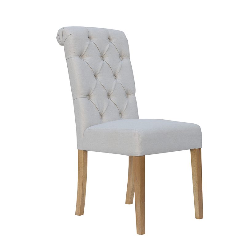 Button Back Chair with Scroll Top (Natural)