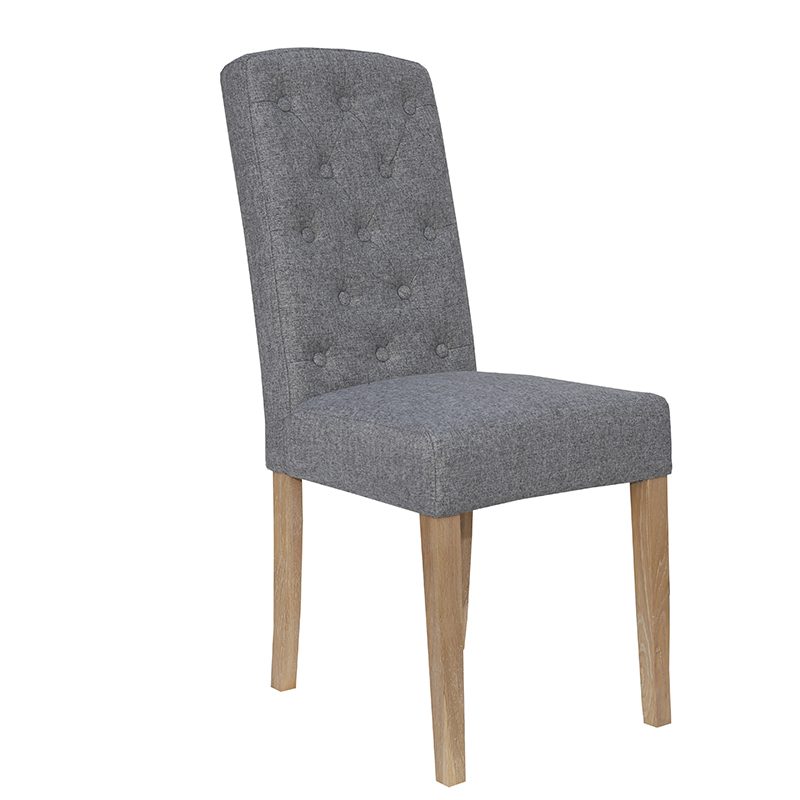 Button Back Upholstered Chair (Light Grey)