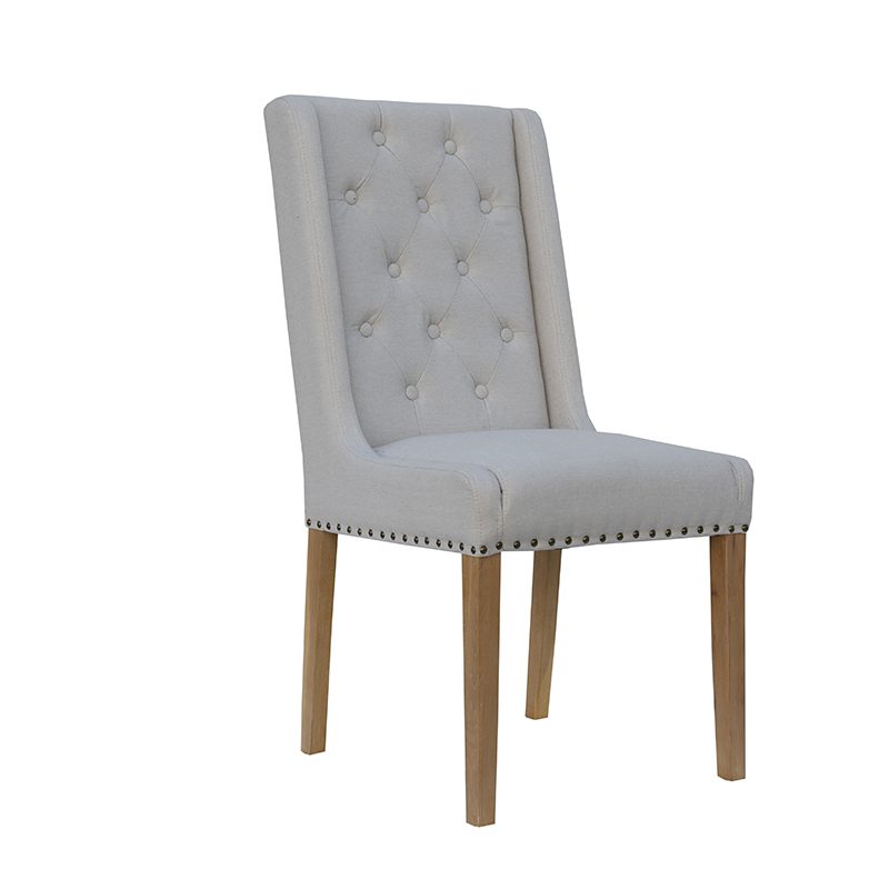 Button Back & Studded Dining Chair (Natural)
