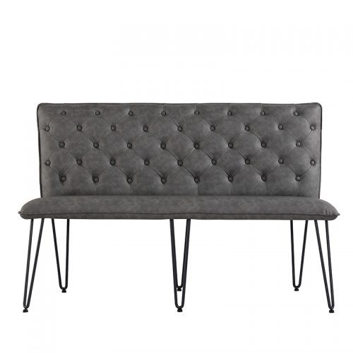 1.4m Studded Back Bench with Hairpin Legs (Grey)