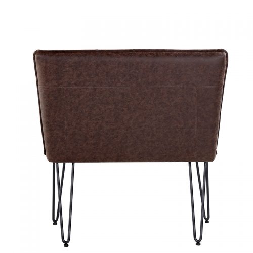 90cm Studded Back Bench with Hairpin Legs (Brown)