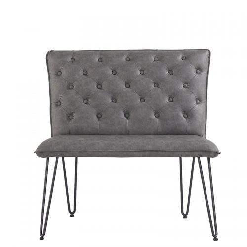 90cm Studded Back Bench with Hairpin Legs (Grey)