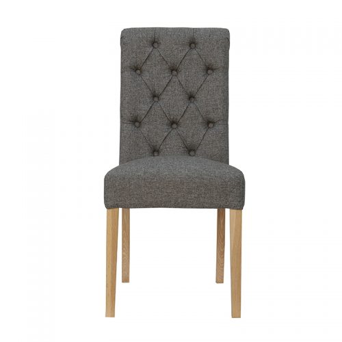 Button Back Chair with Scroll Top (Dark Grey)