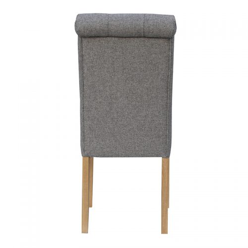 Button Back Chair with Scroll Top (Light Grey)