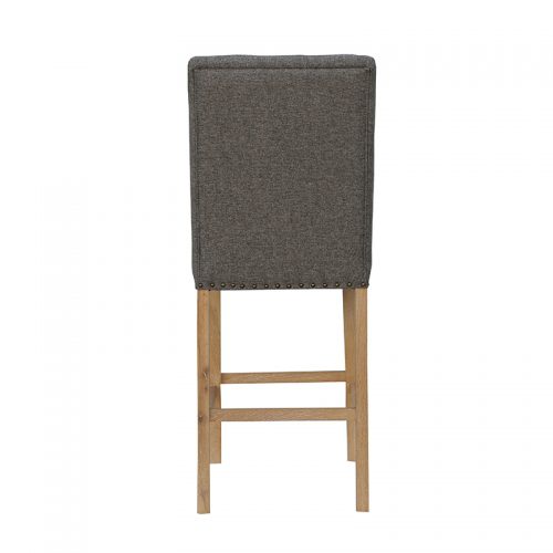 Button Back Stool with Studs (Dark Grey)