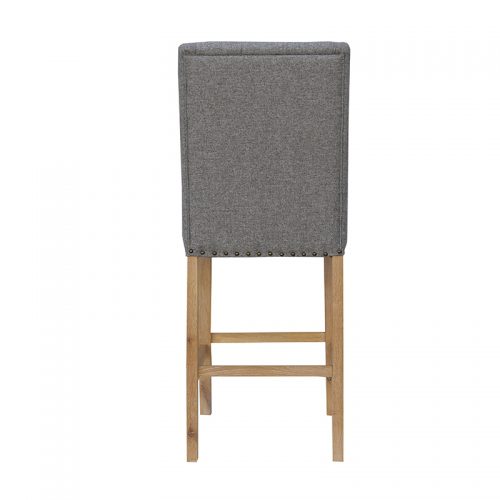 Button Back Stool with Studs (Light Grey)