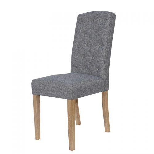Button Back Upholstered Chair (Light Grey)