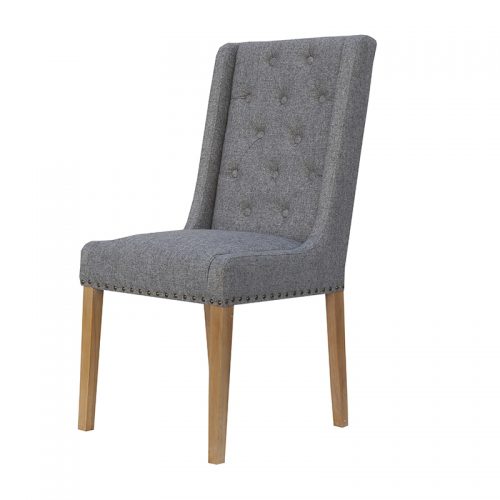 Button Back & Studded Dining Chair (Light Grey)