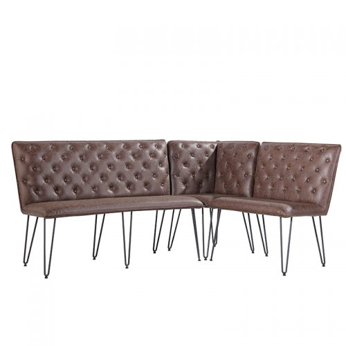 1.8m Studded Back Bench with Hairpin Legs (Brown)