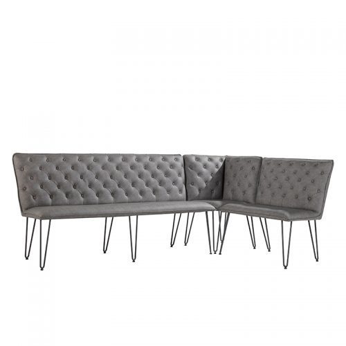 90cm Studded Back Bench with Hairpin Legs (Grey)