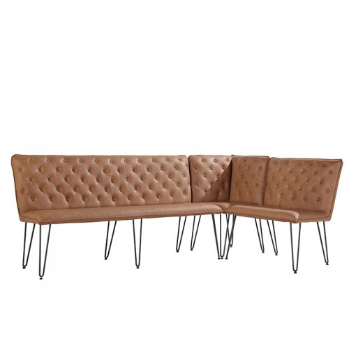 1.4m Studded Back Bench with Hairpin Legs (Tan)