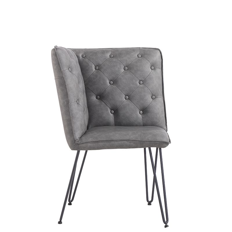 Studded Back Corner Bench with Hairpin Legs (Grey)
