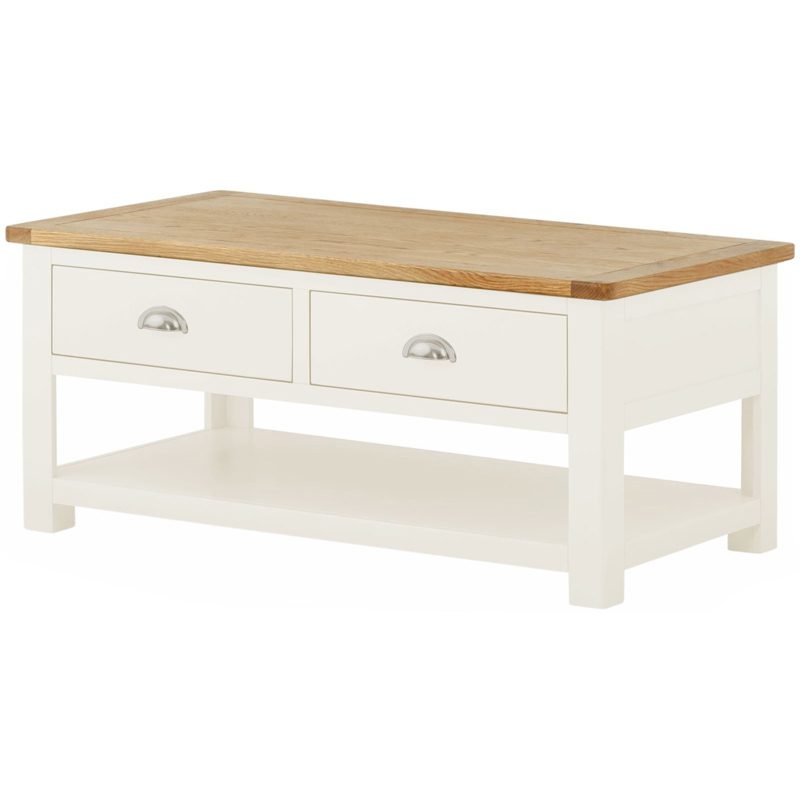 Ohio Coffee Table with Drawers (White)